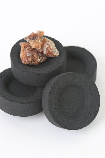 crystal vault cobalt spirituality eco-friendly sustainable products support local makers charcoal tablets favourite herbs flowers resin incense during ritual ceremony spell work other work stay hot don't continue relight hold carefully light hear "crackle, sizzle, pop" set down fire-safe bowl ready when top layer turns white/grey ash do not touch handle charcoal lit will cause burn pair cones