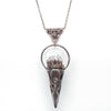 RESIN RAVEN SKULL PENDANT W/ OPAL & CRYSTAL CROWN