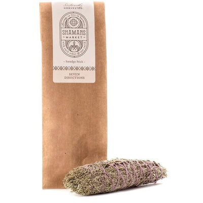sage cedar lavendar white sage copal resin twine smudge stick seven directions east south north west father mother shamans market sustainably harvested sacred Native American blessings ceremonies